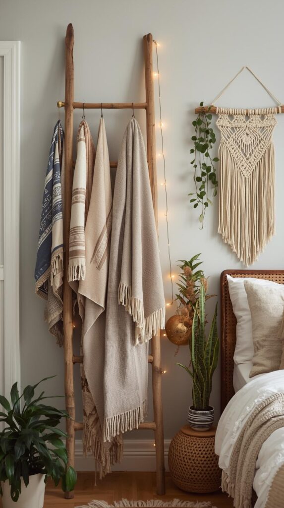 Blanket Ladder with Hooks