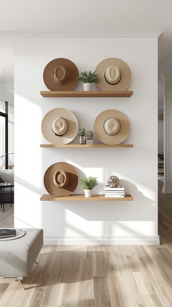 Floating Shelves Display Hats Like Museum Pieces