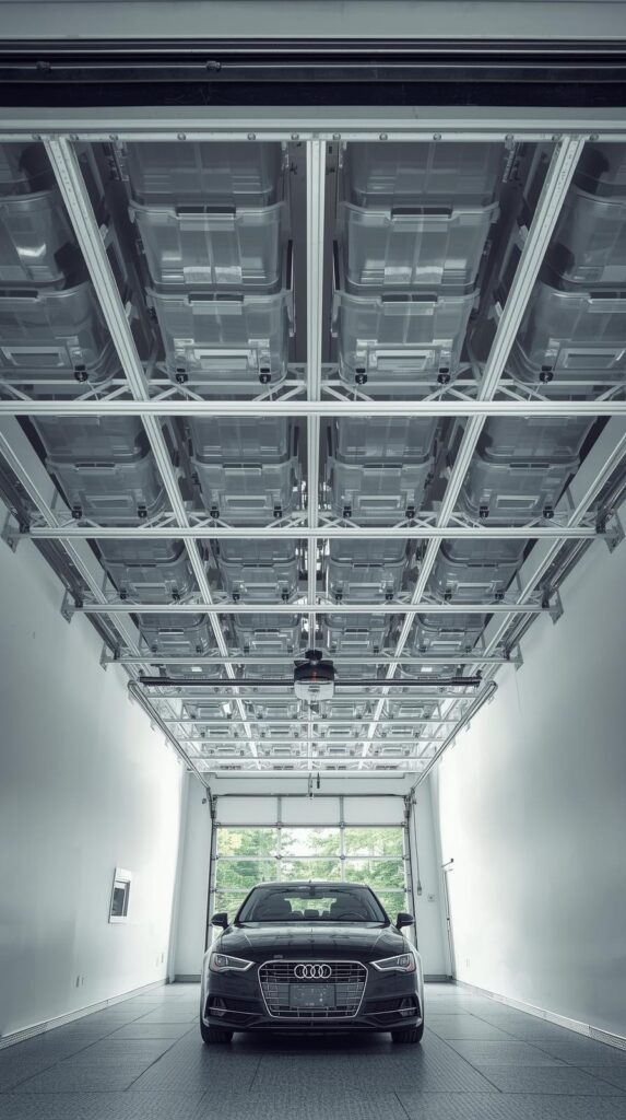 Install Overhead Ceiling Racks for Seasonal Storage