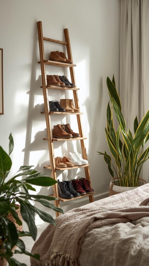 Ladder Shelf Leaning Against Walls