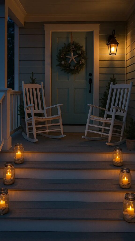 Mason Jar Luminaries Filled with Sand and Shells