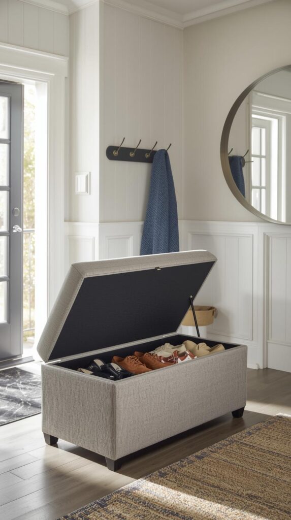 Ottoman with Hidden Shoe Storage
