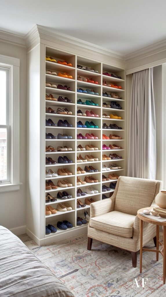 Repurposed Bookcase Shoe Library