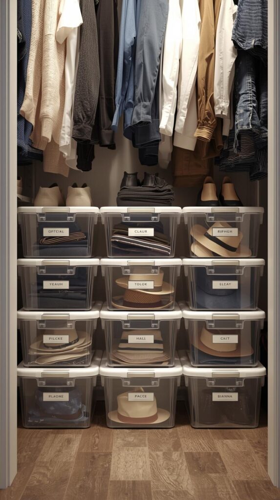  Stackable Hat Bins Maximize Closet Floors