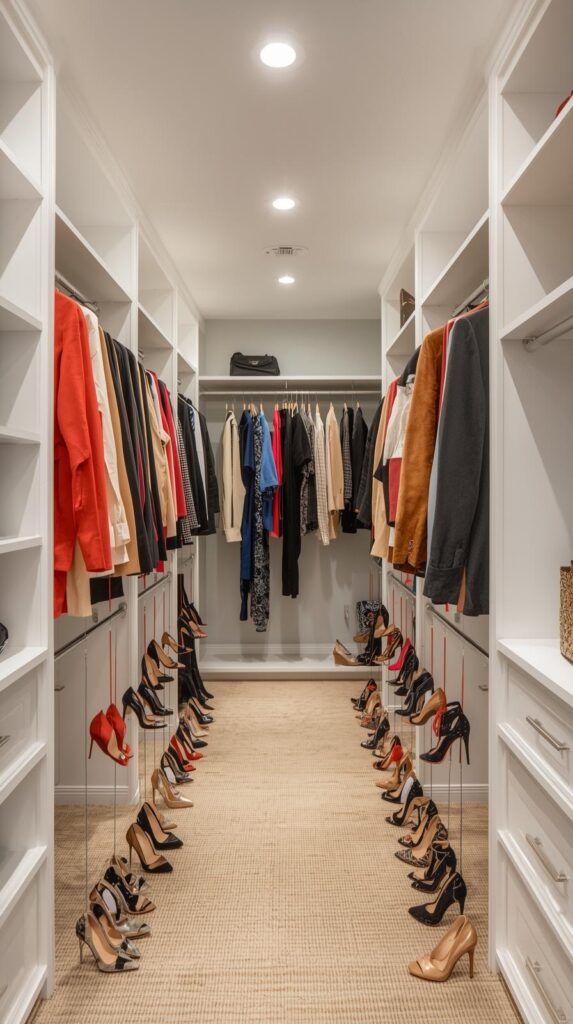 Tension Rod Shoe Rack Inside Closets