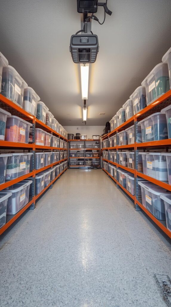 Use Clear Plastic Bins with Labels