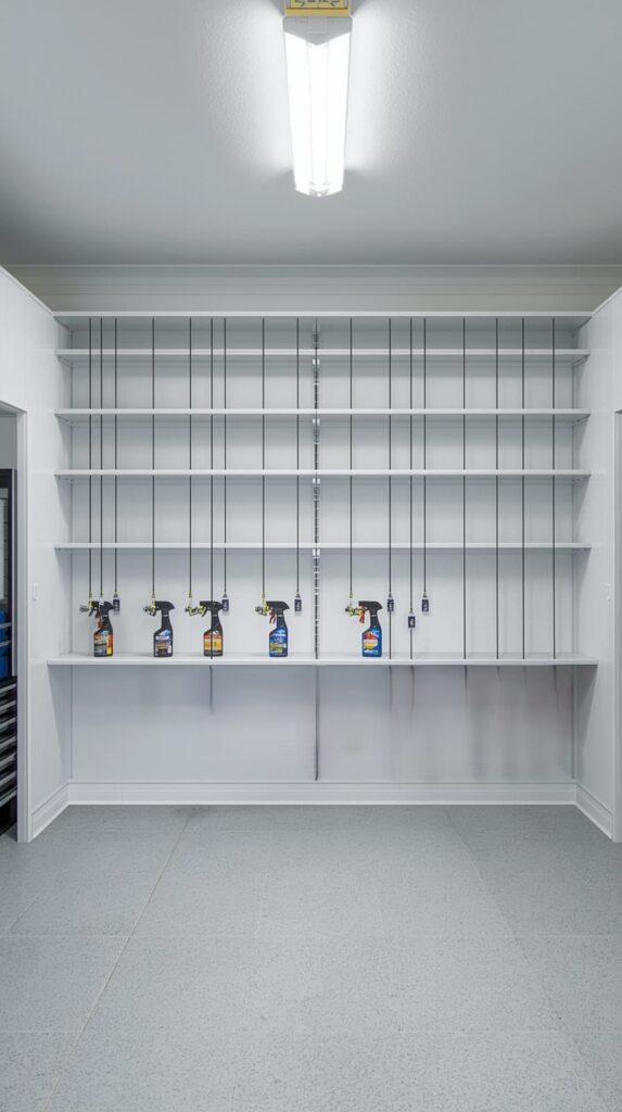 Use Tension Rods for Spray Bottle Storage