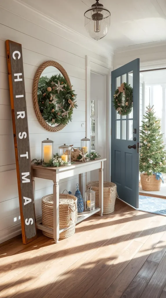 Weathered Wood Signs with Coastal Holiday Phrases