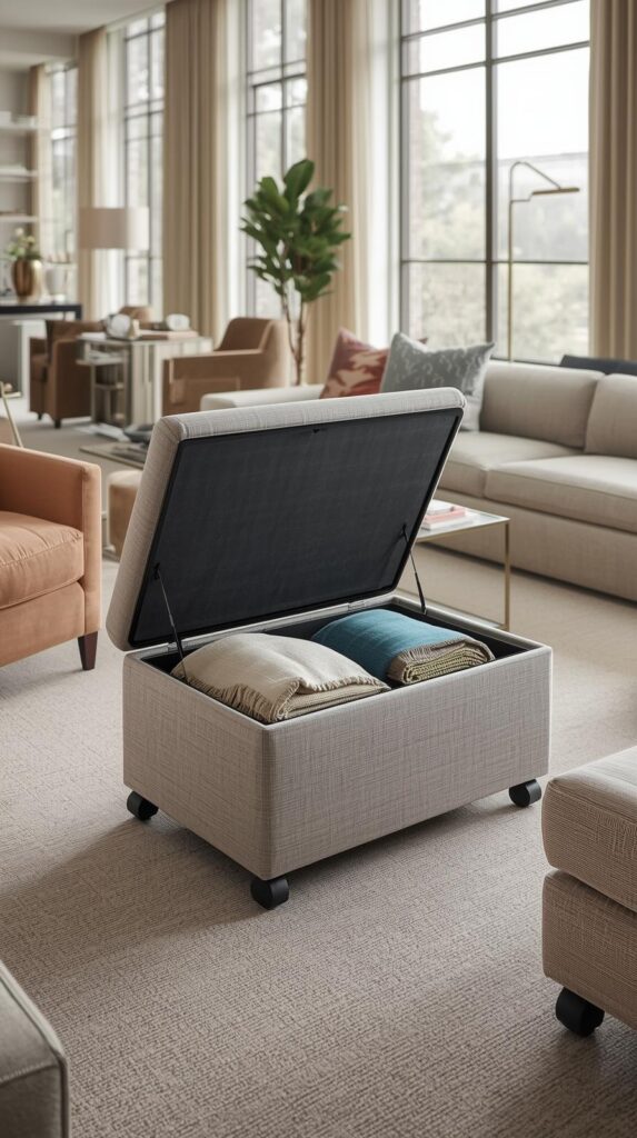 Wheeled Storage Ottoman