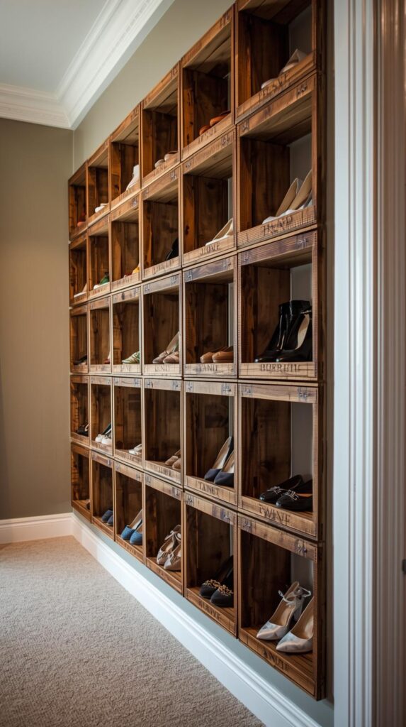 Wooden Wine Boxes Mounted Sideways