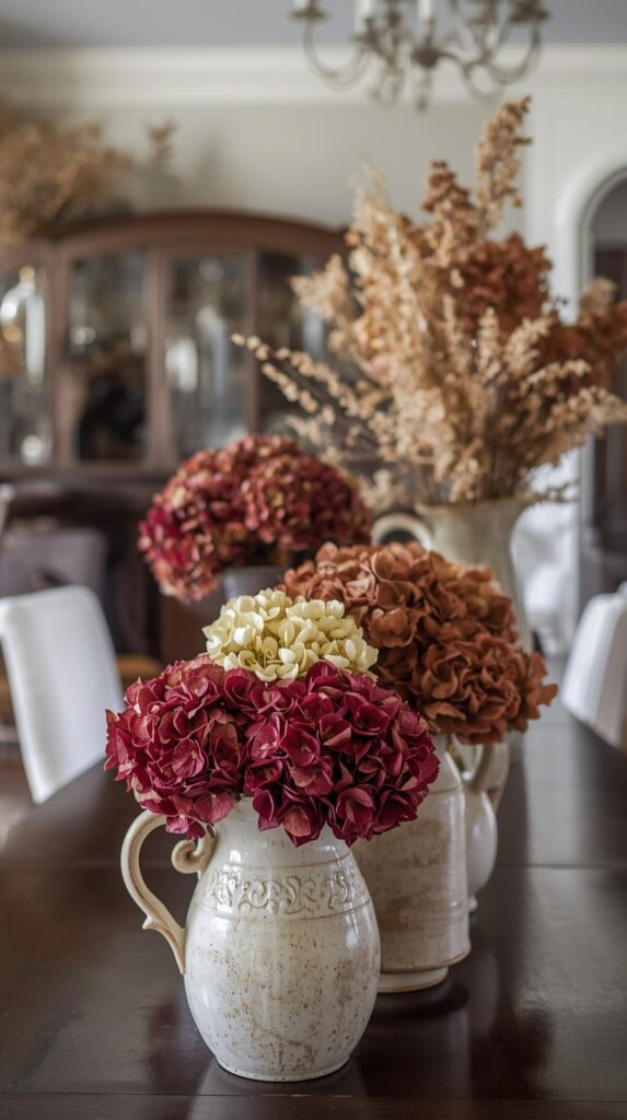 Arrange Dried Hydrangeas in Vintage Crocks