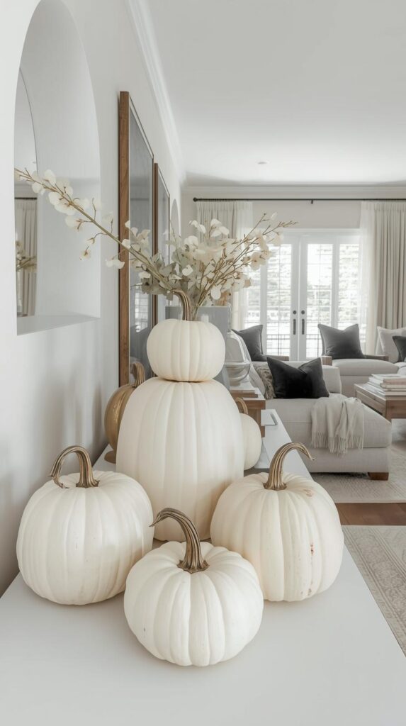 Display White Pumpkins for Modern Contrast