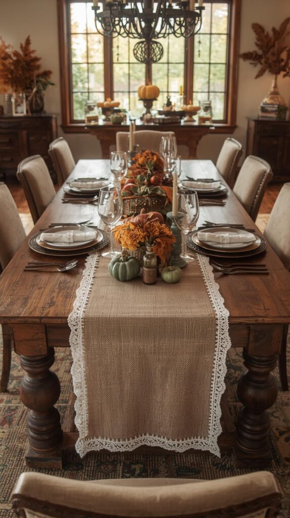Layer Your Table Runner with Burlap and Lace