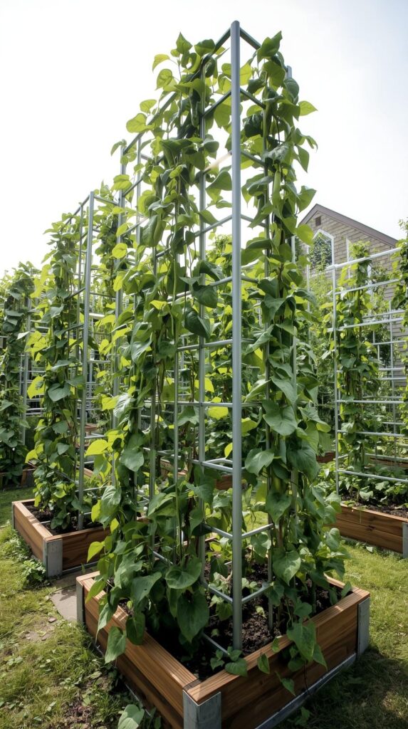 Raised Beds with Built-In Trellises for Vertical Crops