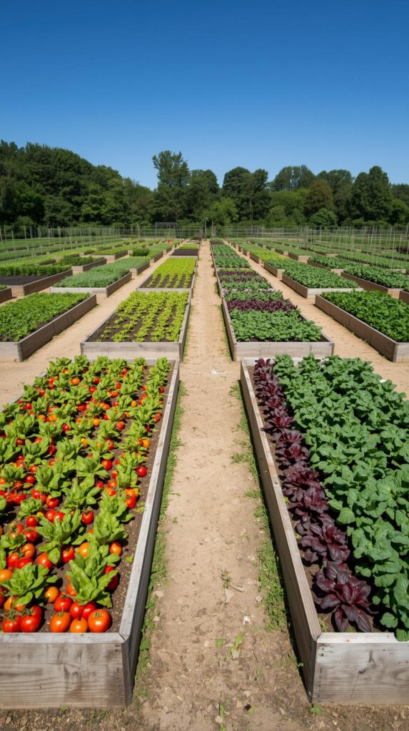 Rectangular Beds in Production Garden Rows