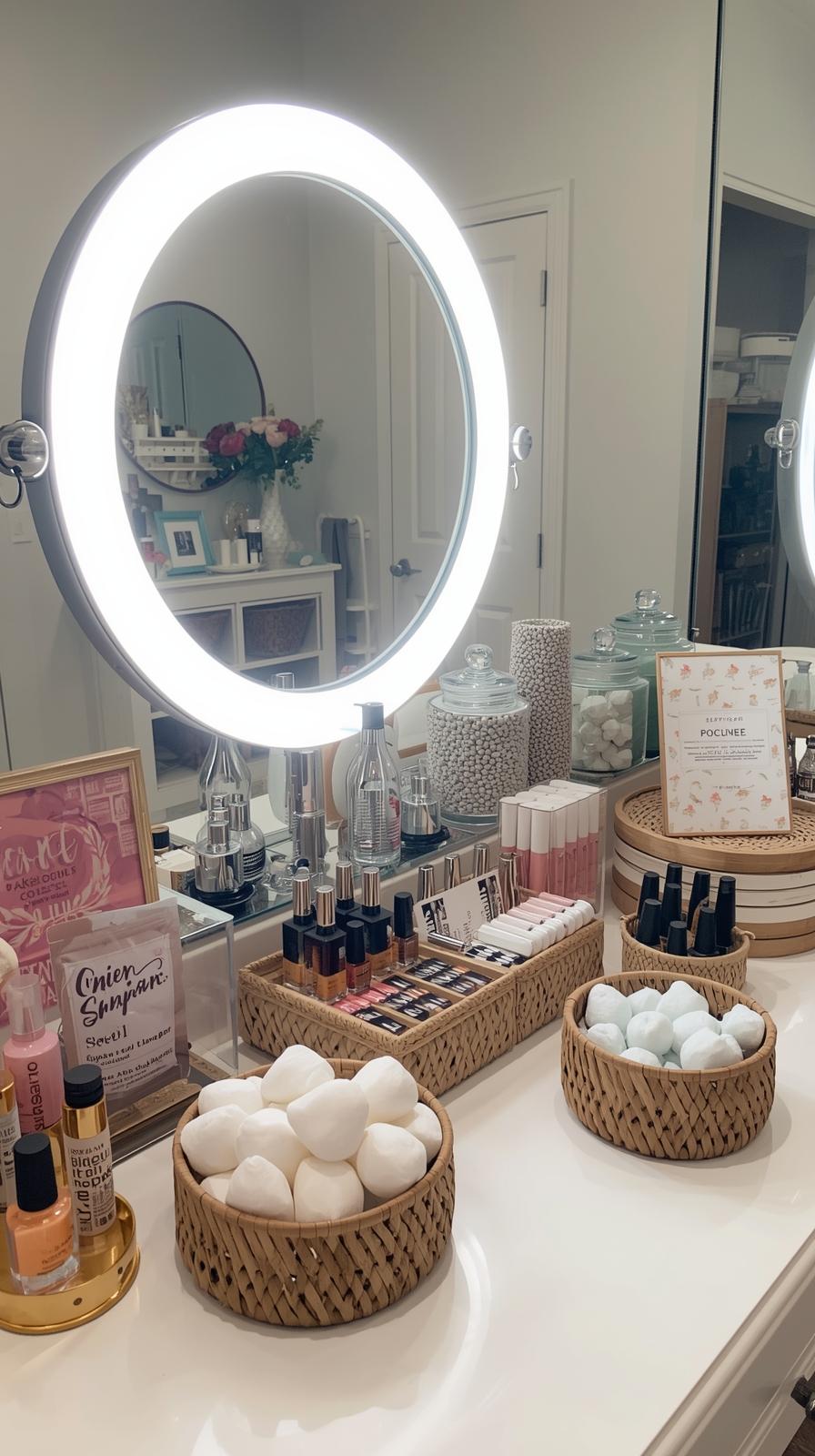 Design a Beauty Bar with Organized Supplies and Good Lighting
