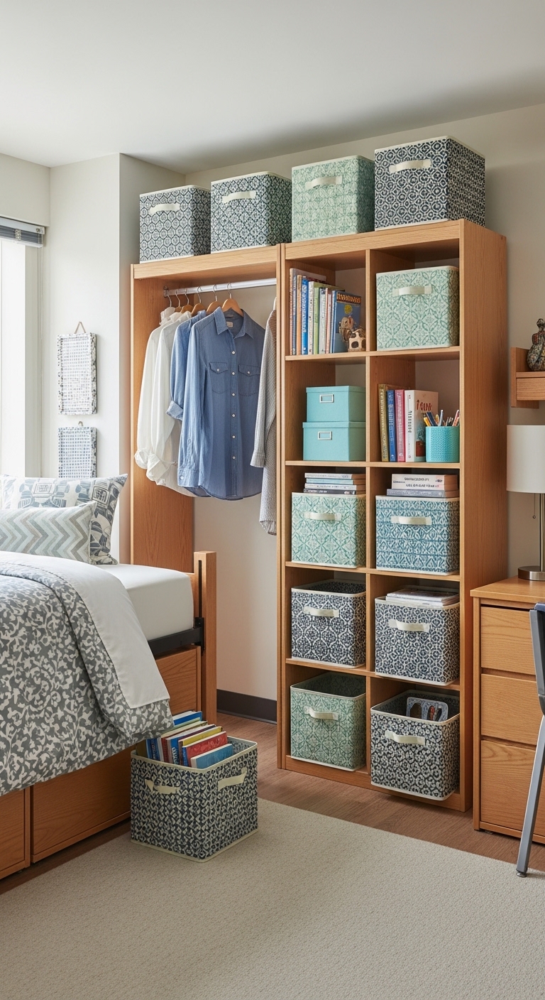 Fabric Bins Hide Ugly but Necessary Items