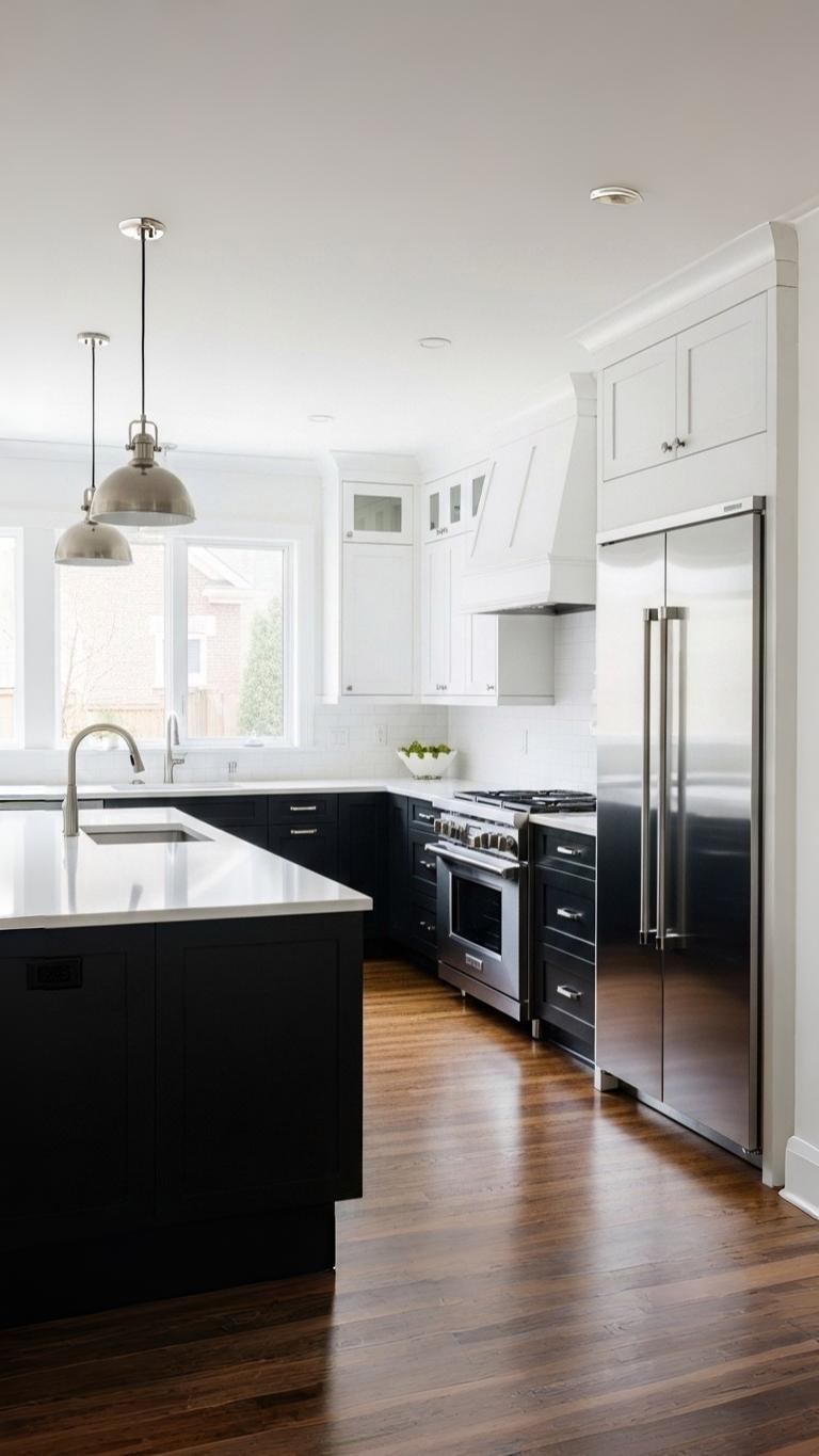 The High-Contrast Drama of Black Cabinets Against White Walls